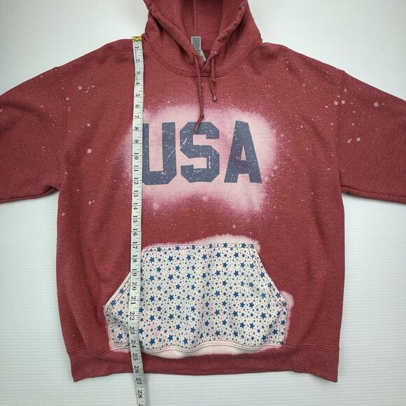 USA Tie Dye Hoodie Red White Blue Size Large Heavy Blend - Picture 5 of 7